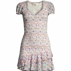 LoveShackFancy Positano Blue Trevor Ruffle Mini Dress